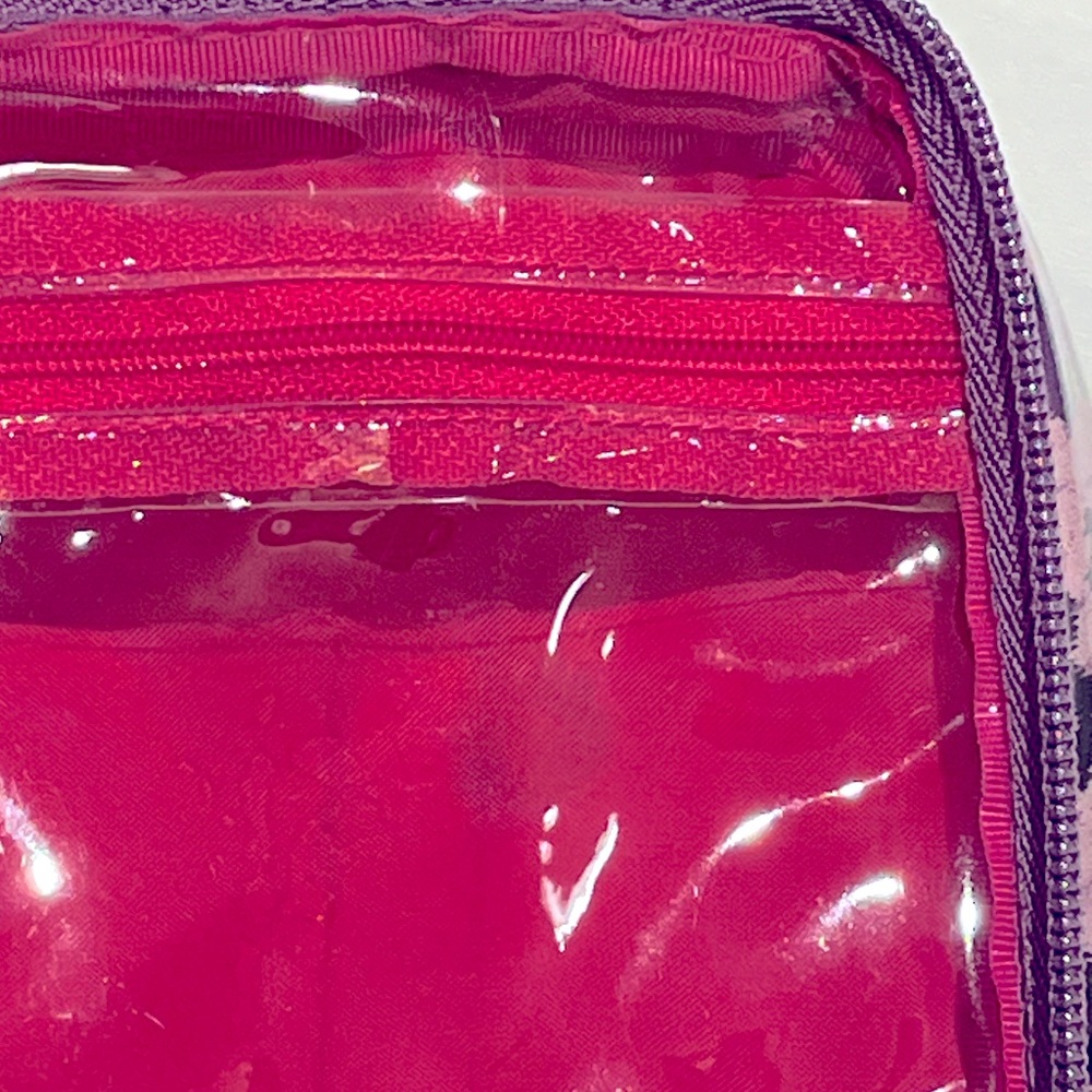 Betsey Johnson Purple Cheetah Cosmetic Bag EUC - Picture 4 of 6